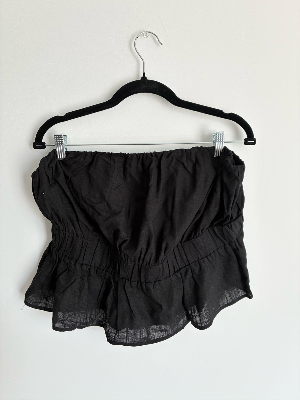 Lulu's Black Strapless Ruffle Hem Tube Top